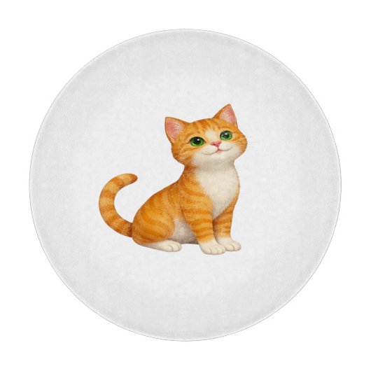 愛らしいジンジャー子猫のスロー枕 カッティングボード (正面)