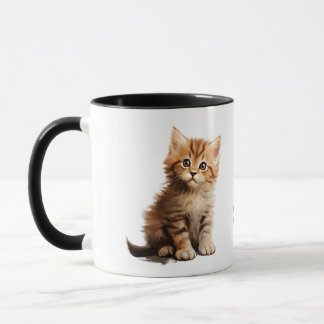愛らしいジンジャー子猫 "前向きなパウ" ツートーン マグカップ