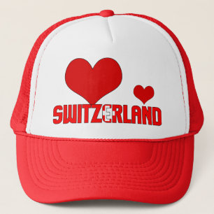 愛らしいスイスの国旗ハート柄愛国デザイン キャップ