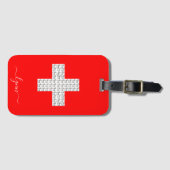 愛らしいスイス牛の国旗 ラゲッジタグ (正面横)