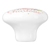 愛らしいスイートエレファント赤面ピンクフローラデコール セラミックノブ (側面)