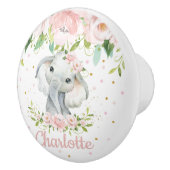 愛らしいスイートエレファント赤面ピンクフローラデコール セラミックノブ (右)