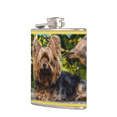 愛らしいスイートヨークシャーテリア金ゴールドフォイルデザイン フラスク (左)