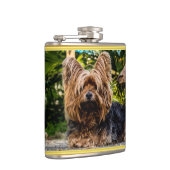 愛らしいスイートヨークシャーテリア金ゴールドフォイルデザイン フラスク (右)