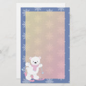 愛らしいスキー用極熊 便箋 (正面/裏面)