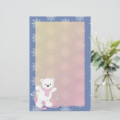 愛らしいスキー用極熊 便箋 (スタンド正面)