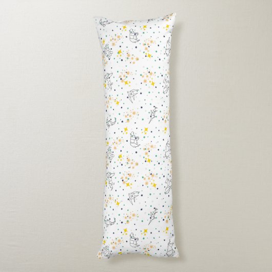 愛らしいスケッチ動物が白い子供を主演する ボディピロー (裏面 (縦))