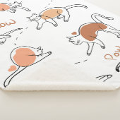 愛らしいスケッチ動物の猫ニャーポウ白褐色 シェルパブランケット (3/4)