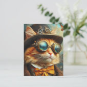 愛らしいスチームパンクの生姜の猫 ポストカード (スタンド正面)