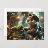 愛らしいスチームパンクオッターが機械加工 ポストカード (正面/裏面)