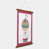 愛らしいスチームパンク熱気球（旗あり） 吊り下げ型タペストリー (傾斜あり)