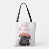 愛らしいステイ素晴らしプグウォーターカラークラウン トートバッグ (裏面)