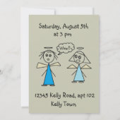 愛らしいステッキフィギュアエンジェルズガールズバースデーパーティー 招待状 (裏面)