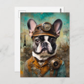 愛らしいステームパンクフランスのブルドッグ ポストカード (正面/裏面)