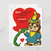 愛らしいストリングビーンバレンタイン シーズンポストカード (正面/裏面)