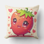 愛らしいストロベリーラブデザイン クッション (正面)