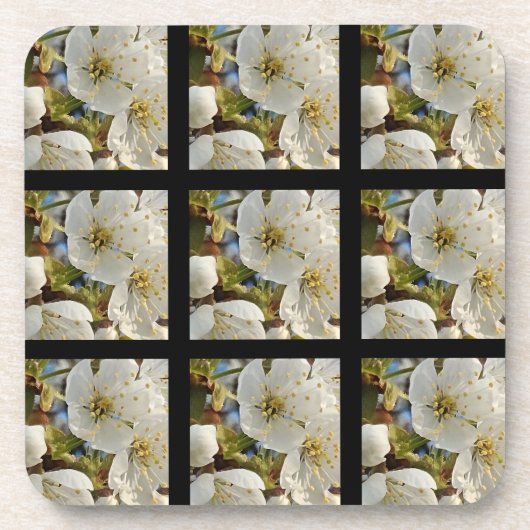 愛らしいスプリングフラワーグリッド コースター (正面)