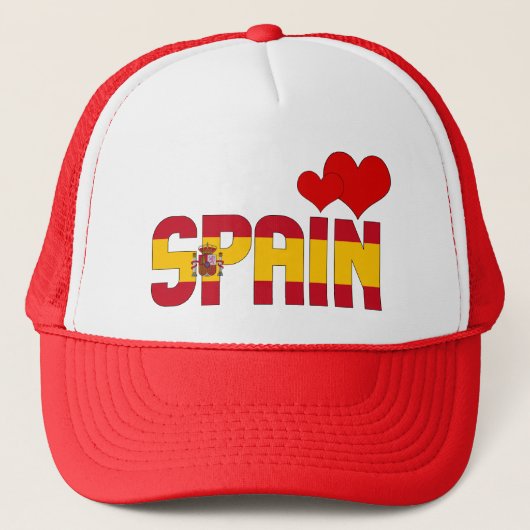 愛らしいスペイン国旗のハート愛国心 キャップ (正面)