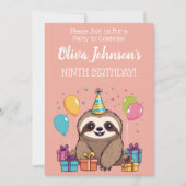 愛らしいスロッスガールズ誕生日ピンクパーティー 招待状 (正面)