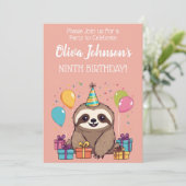 愛らしいスロッスガールズ誕生日ピンクパーティー 招待状 (スタンド正面)