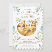 愛らしいスロツツインズベビーシャワー 招待状 (正面)