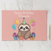 愛らしいスロースハッピーバースデーパーソナライズされたピンク ペーパーパッド (インサイチュ)
