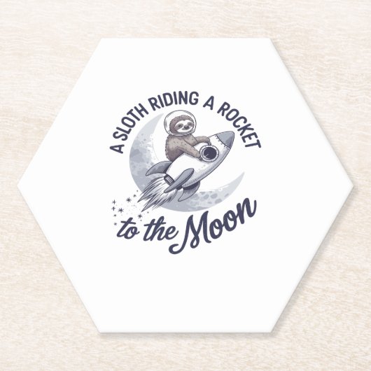 愛らしいスロース宇宙飛行士の乗馬 ペーパーコースター (正面)