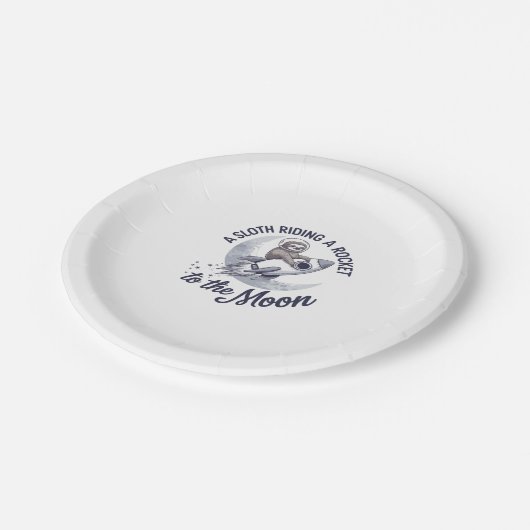 愛らしいスロース宇宙飛行士の乗馬 ペーパープレート (アングル)