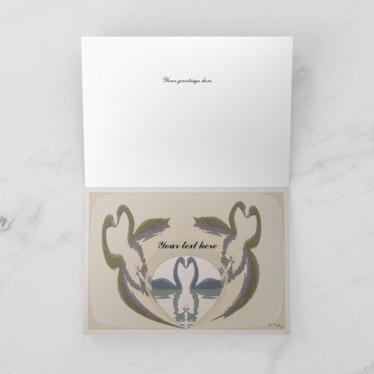 愛らしいスワン カード (内部)