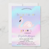 愛らしいスワン ホログラフィック ベビーシャワー 招待状 (正面)