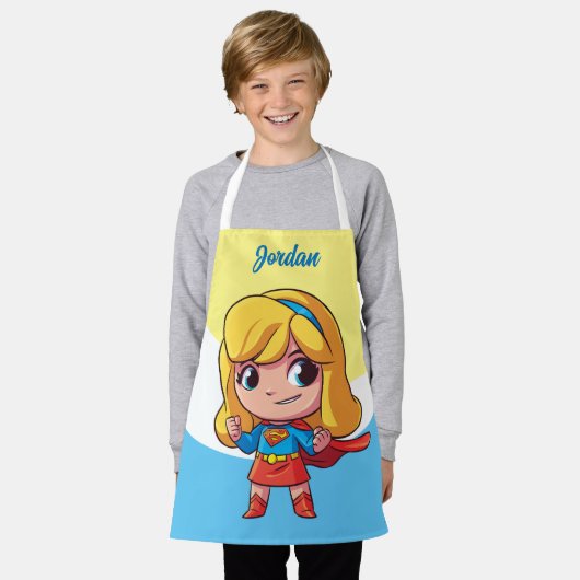 愛らしいスーパーガールスタンス エプロン (着用した状態)