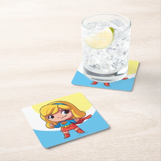 愛らしいスーパーガールスタンス スクエアペーパーコースター (インサイチュ)