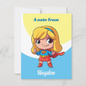 愛らしいスーパーガールスタンス ノートカード (正面)