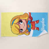 愛らしいスーパーガールスタンス ビーチタオル (正面)