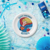 愛らしいスーパーガールスタンス ペーパープレート (パーティー)