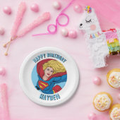 愛らしいスーパーガールスタンス ペーパープレート (パーティー)