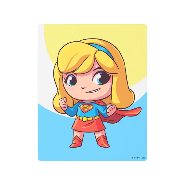 愛らしいスーパーガールスタンス メタルプリント (正面)
