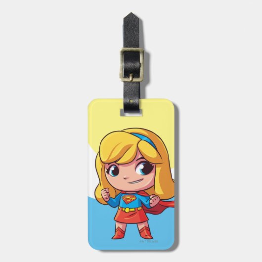 愛らしいスーパーガールスタンス ラゲッジタグ (正面縦)
