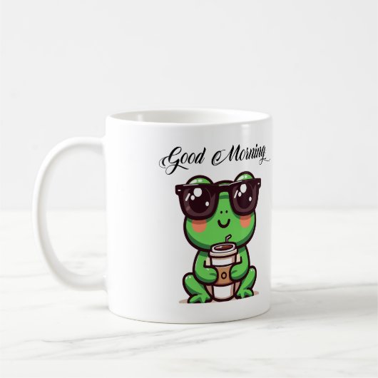 愛らしいセラミックカエルで幸せに コーヒーマグカップ (左)