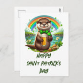 愛らしいセントパトリックスのデイオーターとビール ポストカード (正面/裏面)