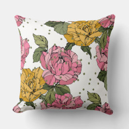 愛らしいセージ緑のドット野生の春フローラインク クッション