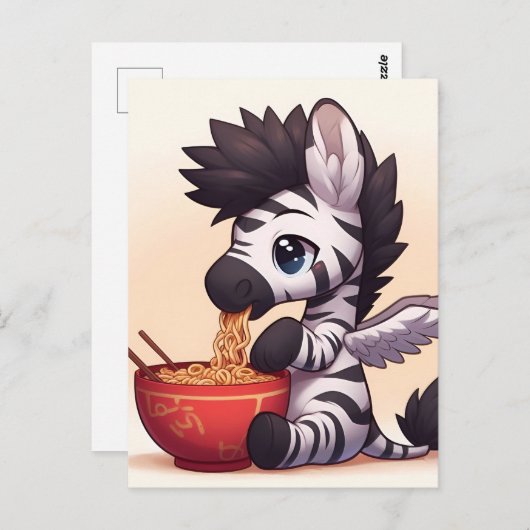 愛らしいゼブラエンジェル食べ物ラーメン ポストカード (正面/裏面)