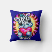 愛らしいゼブラホールディングハート クッション (裏面)