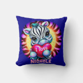 愛らしいゼブラホールディングハート クッション (正面)