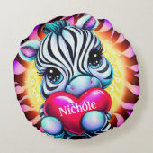 愛らしいゼブラホールディングハート ラウンドクッション (裏面)