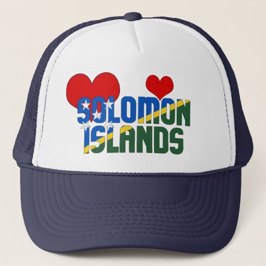 愛らしいソロモン諸島国旗ハート愛国心 キャップ (正面)