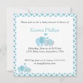 愛らしいゾウ、男の赤ちゃん、シャワー招待状 招待状 (裏面)