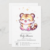 愛らしいタイガーベビーシャワー 招待状 (正面/裏面)