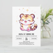 愛らしいタイガー1歳の誕生日 招待状 (スタンド正面)