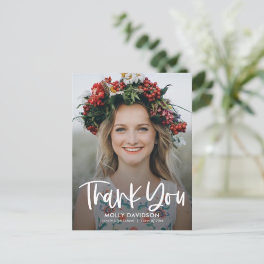 愛らしいタイプモダンの卒業式ありがとうはがき ポストカード (スタンド正面)